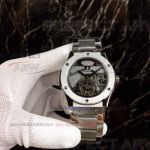Perfect Replica Hublot Stainless Steel Bezel Black Hollow Dial 42mm Watch
